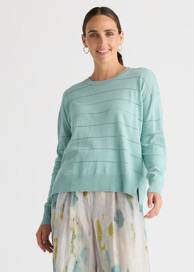 Textured Linen Jumper from LD& Co - Iced Blue