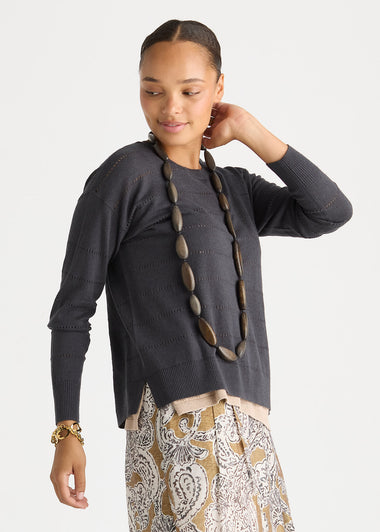 Textured Linen Jumper from LD& Co - Graphite
