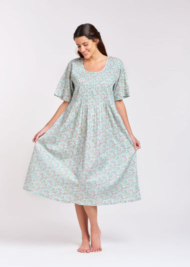 Arabella Shirred Bodice Short Sleeve Nightie MD-83F8