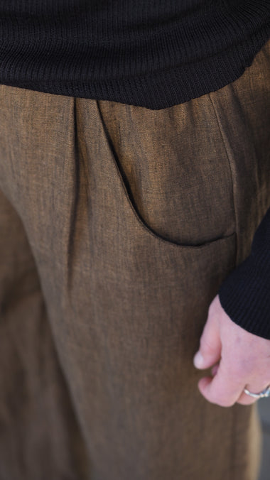 Balfour Culottes: Walnut Chambray Linen