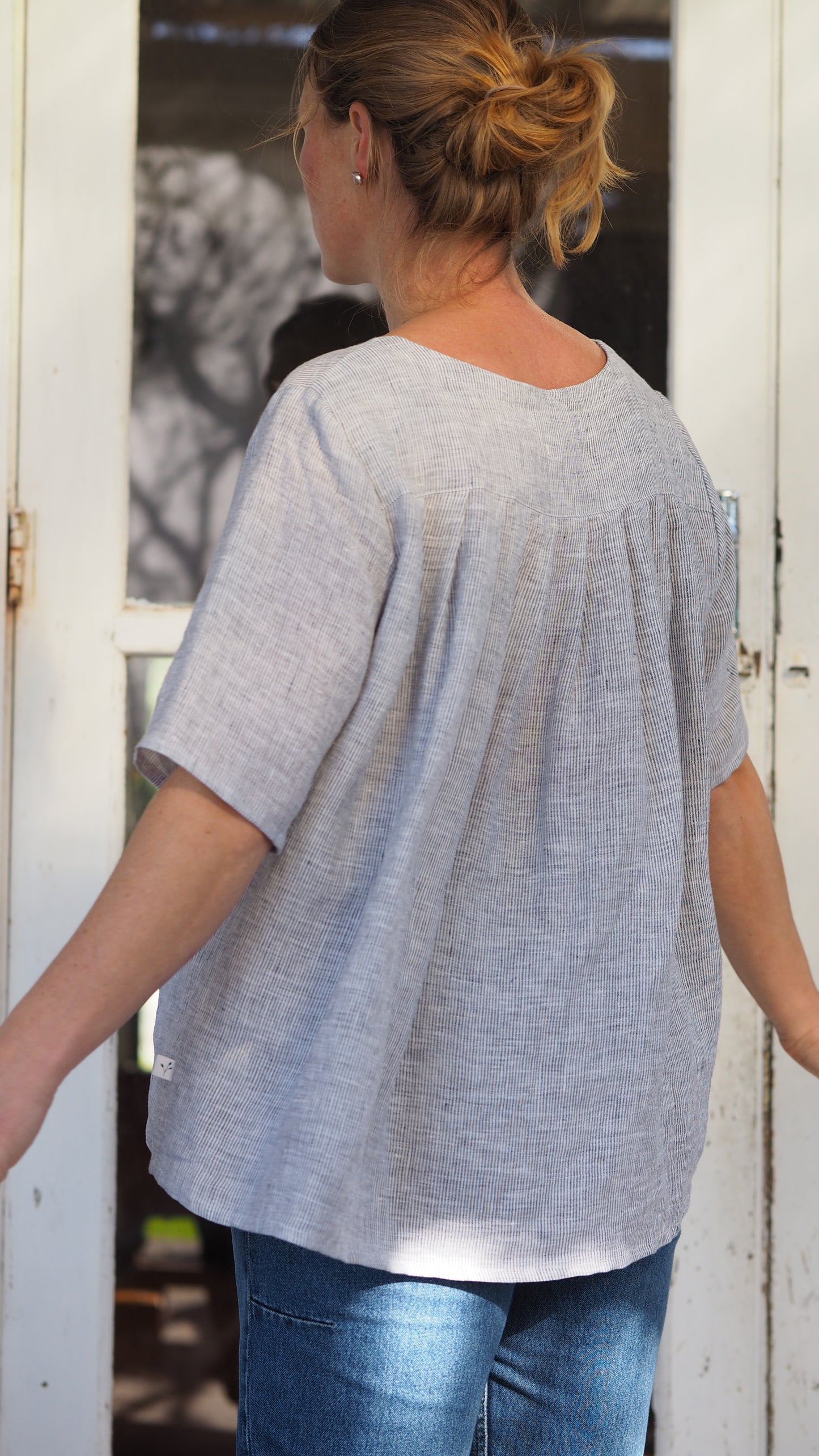 Hokitika Blouse - Fine White Stripe