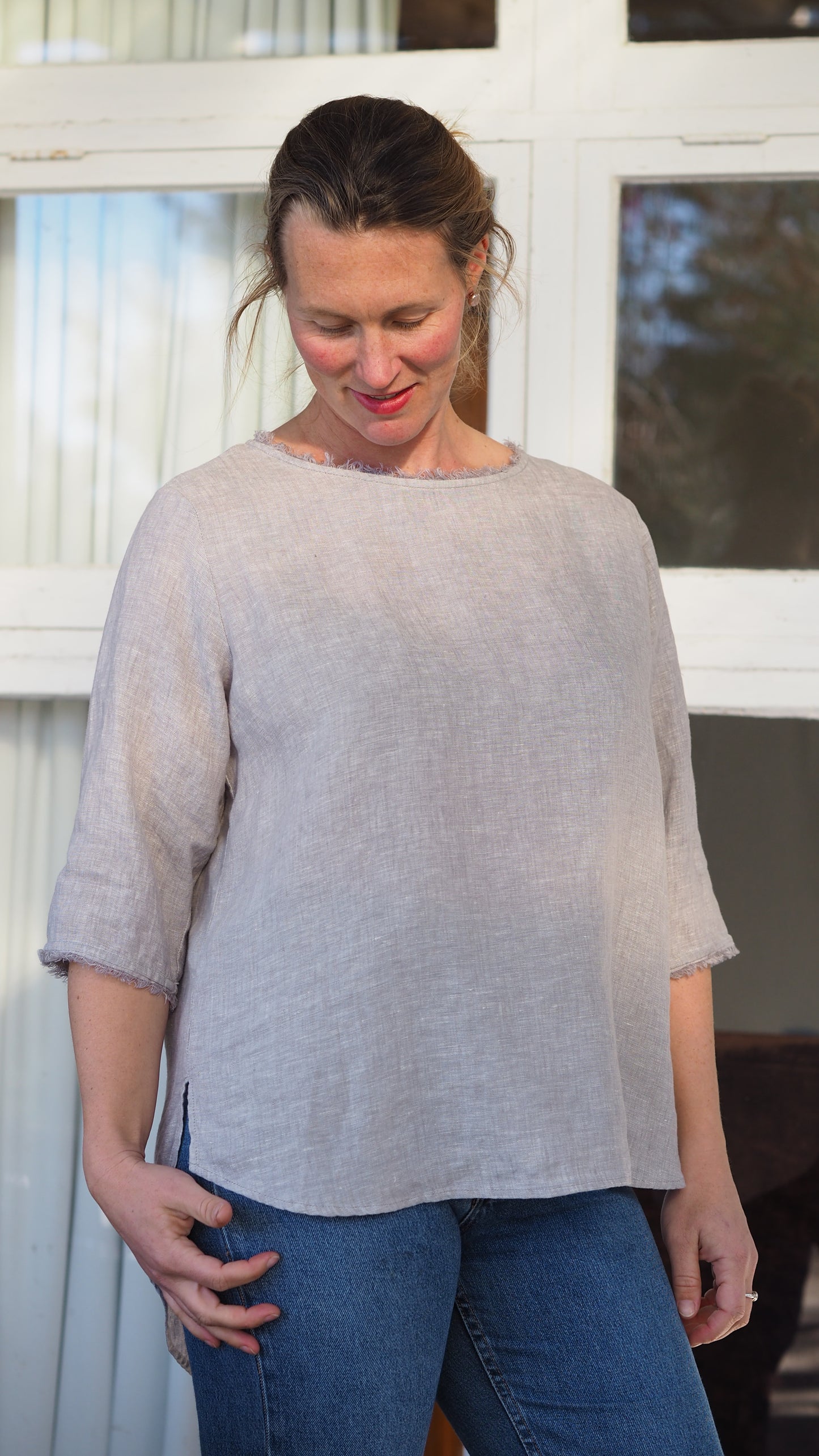 Hokitika Blouse - Fine White Stripe