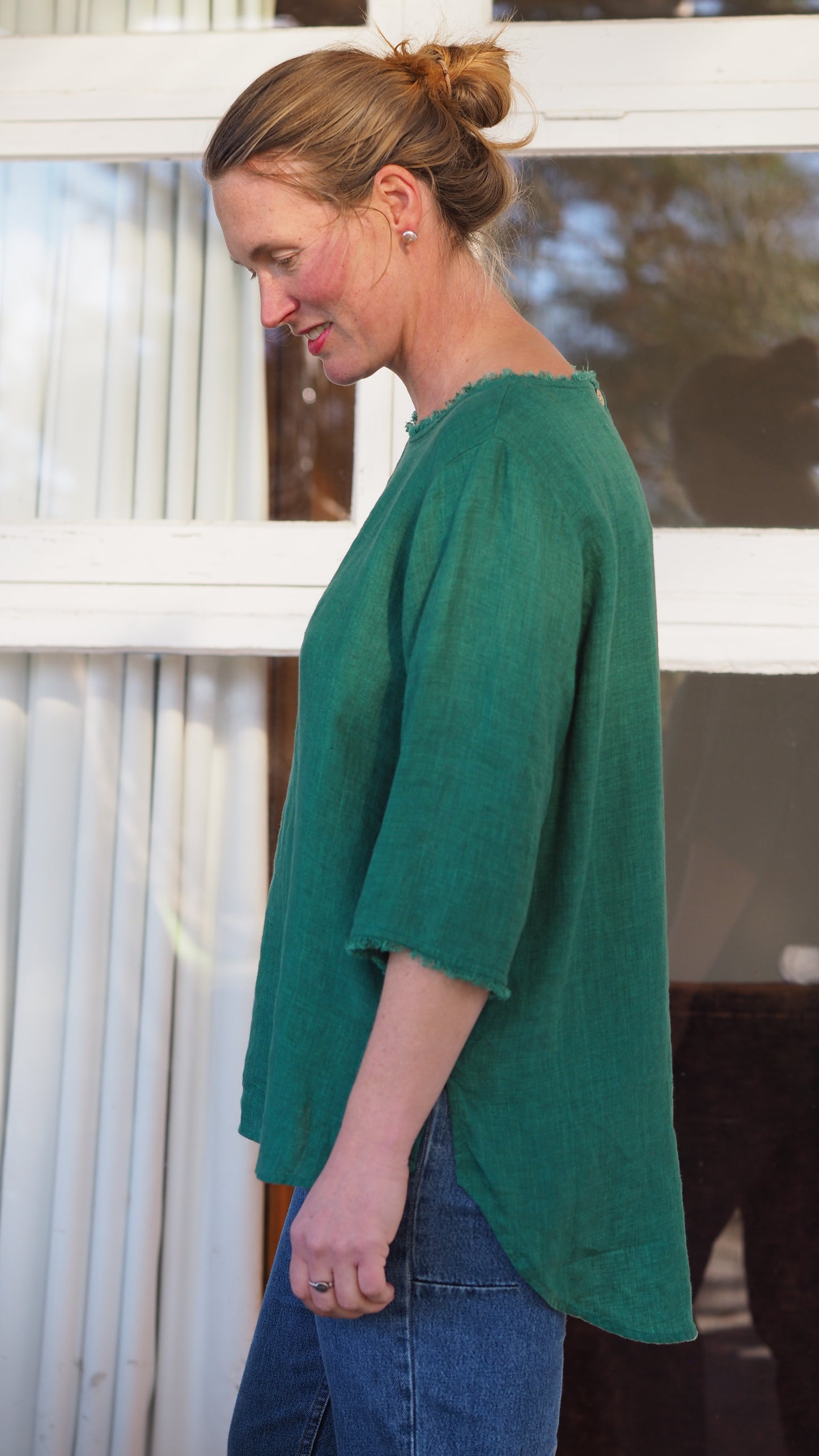 Sintra Blouse - Pine Green Chambray