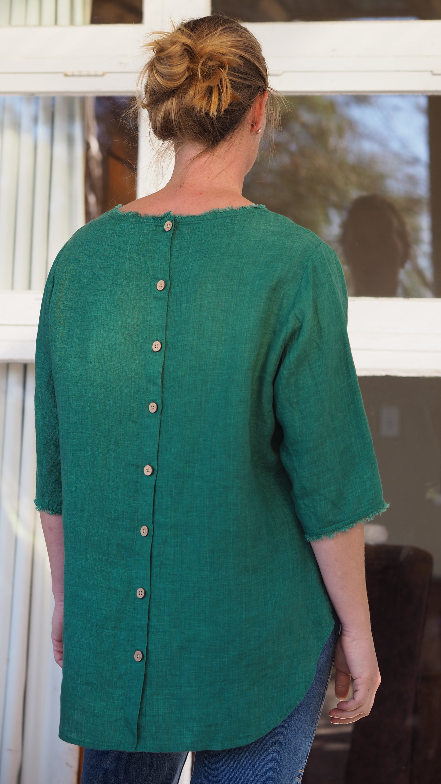 Sintra Blouse - Pine Green Chambray
