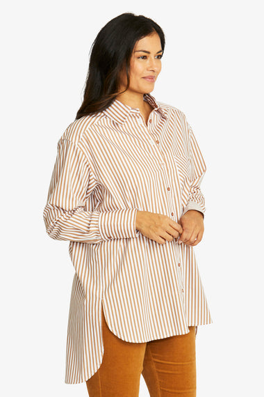 Palmer Shirt - White / Dark Butterscotch