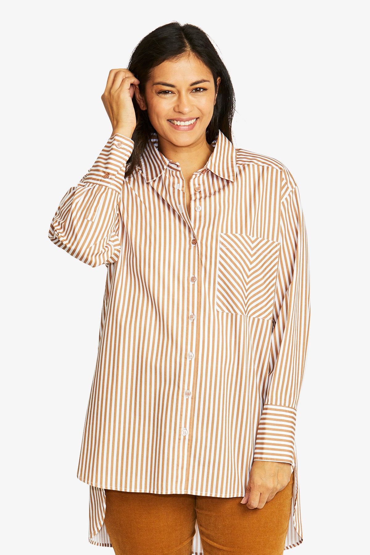 Palmer Shirt - White / Dark Butterscotch