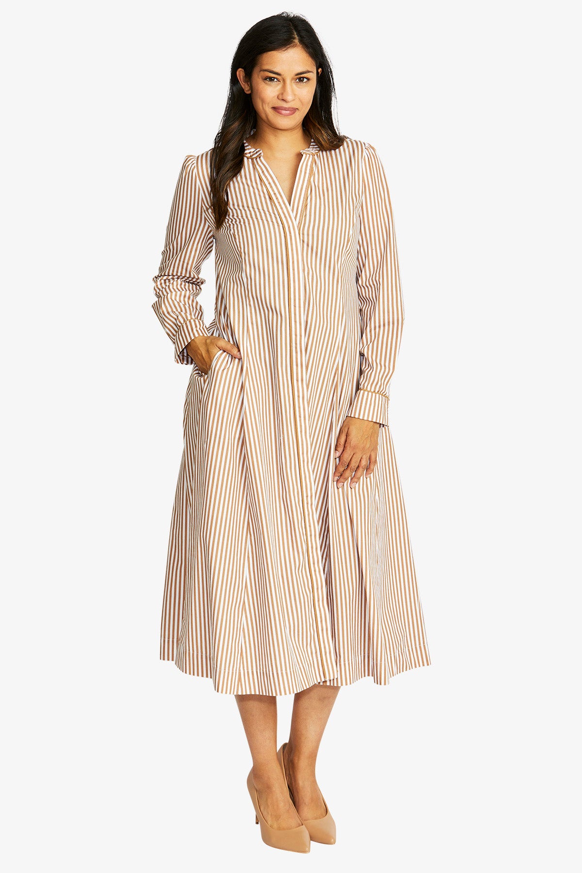 Palmer Dress - White / Dark Butterscotch