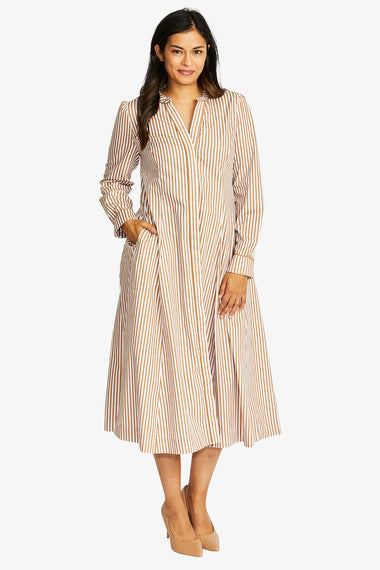 Palmer Dress - White / Dark Butterscotch