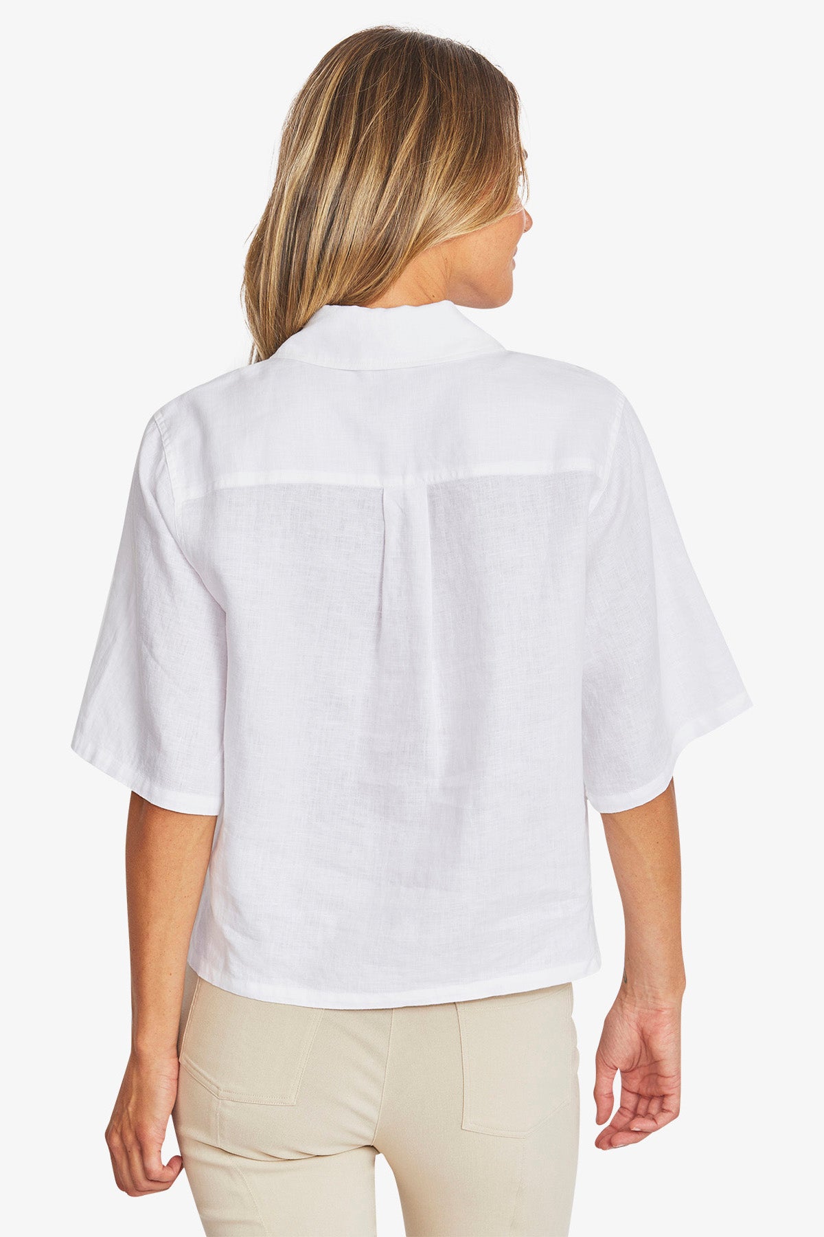Effie Crop Linen Shirt from Ping Pong Australia - White