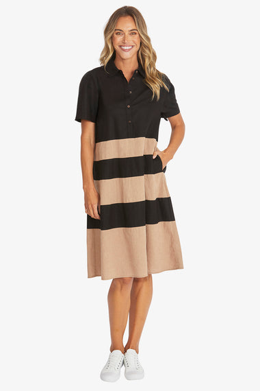 Kasbar Stripe Dress from Ping Pong Australia - Black & Wicker