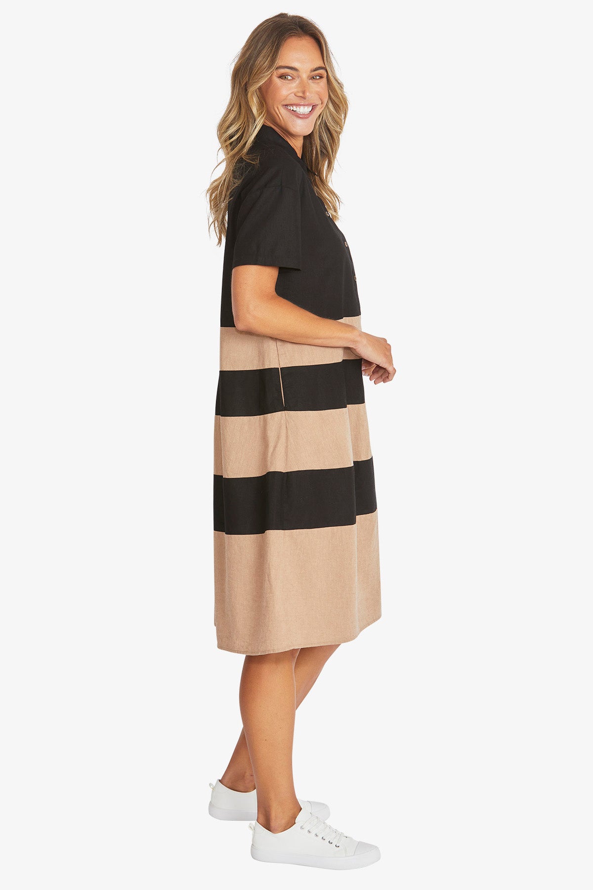 Kasbar Stripe Dress from Ping Pong Australia - Black & Wicker
