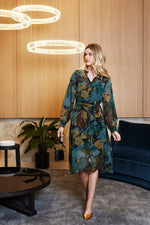 Katie button Midi Dress in Midnight Botanica from Ping Pong Australia