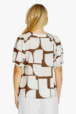 Mira bubble sleeve top - Hot Stone print