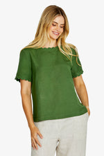 Monica Scallop Neck Short Sleeve Top