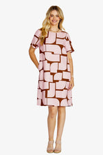 Tessa Linen Shift Dress - Pebble Print