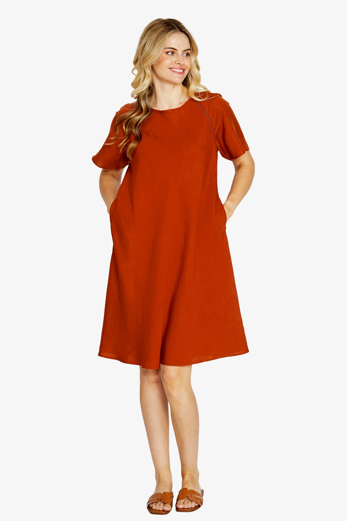 Harper Ladder Trim Shift Dress - Frangelico