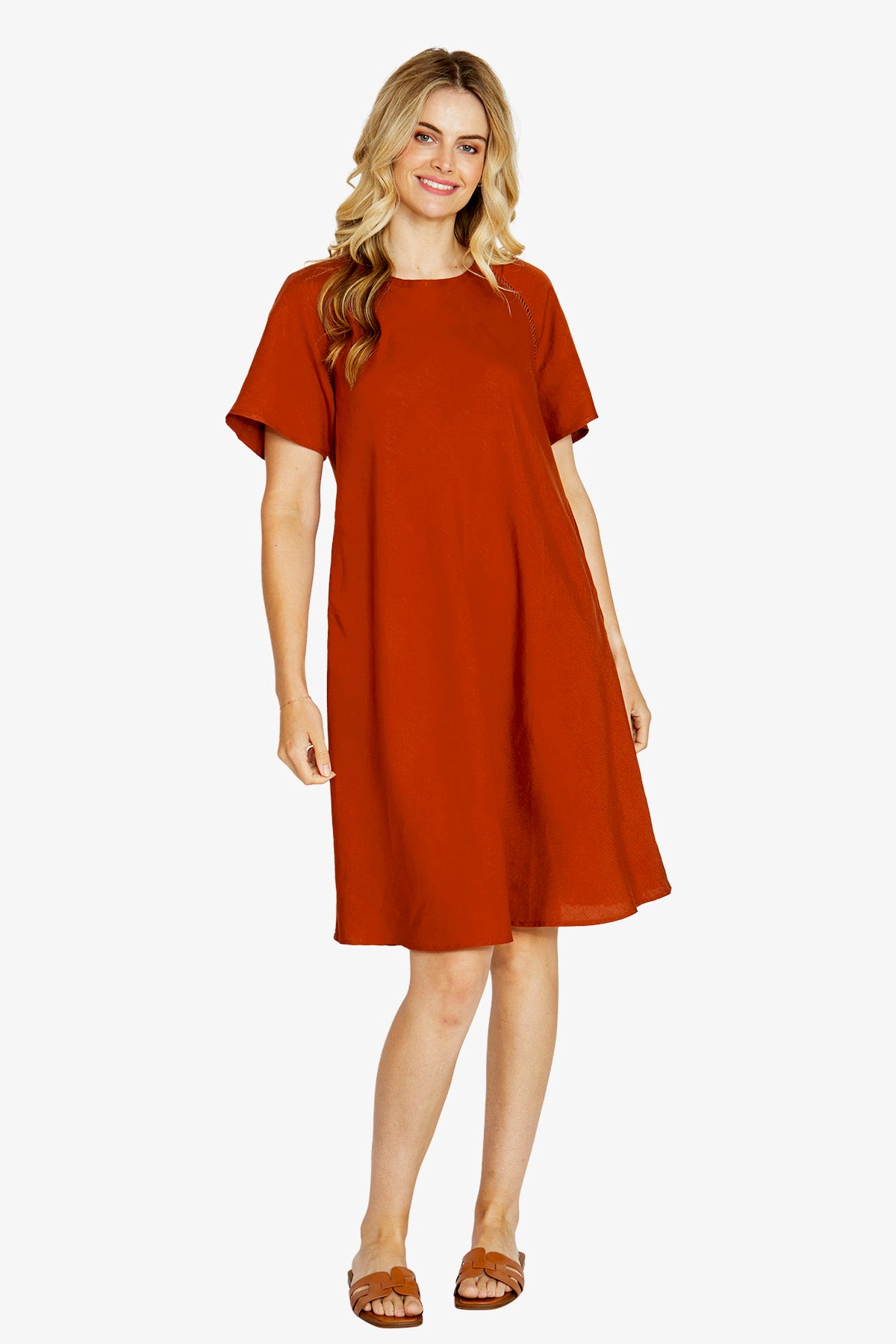 Harper Ladder Trim Shift Dress - Frangelico