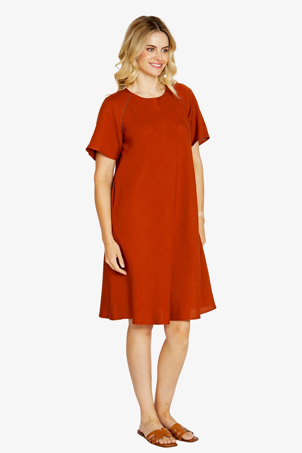 Harper Ladder Trim Shift Dress - Frangelico