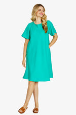Harper Ladder Trim Shift Dress - Lotus Green