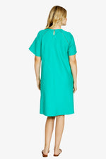 Harper Ladder Trim Shift Dress - Lotus Green