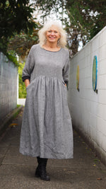 Runanga Dress - B & W Fine Check
