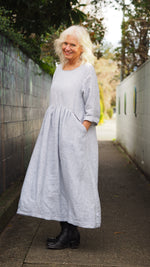 Runanga Dress - Fine White Stripe