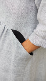 Runanga Dress - Fine White Stripe