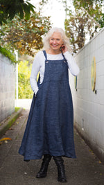 Puhoi Pinafore - Navy Denim Chambray (heavy-weight)