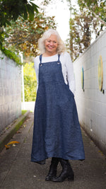 Puhoi Pinafore - Navy Denim Chambray (heavy-weight)