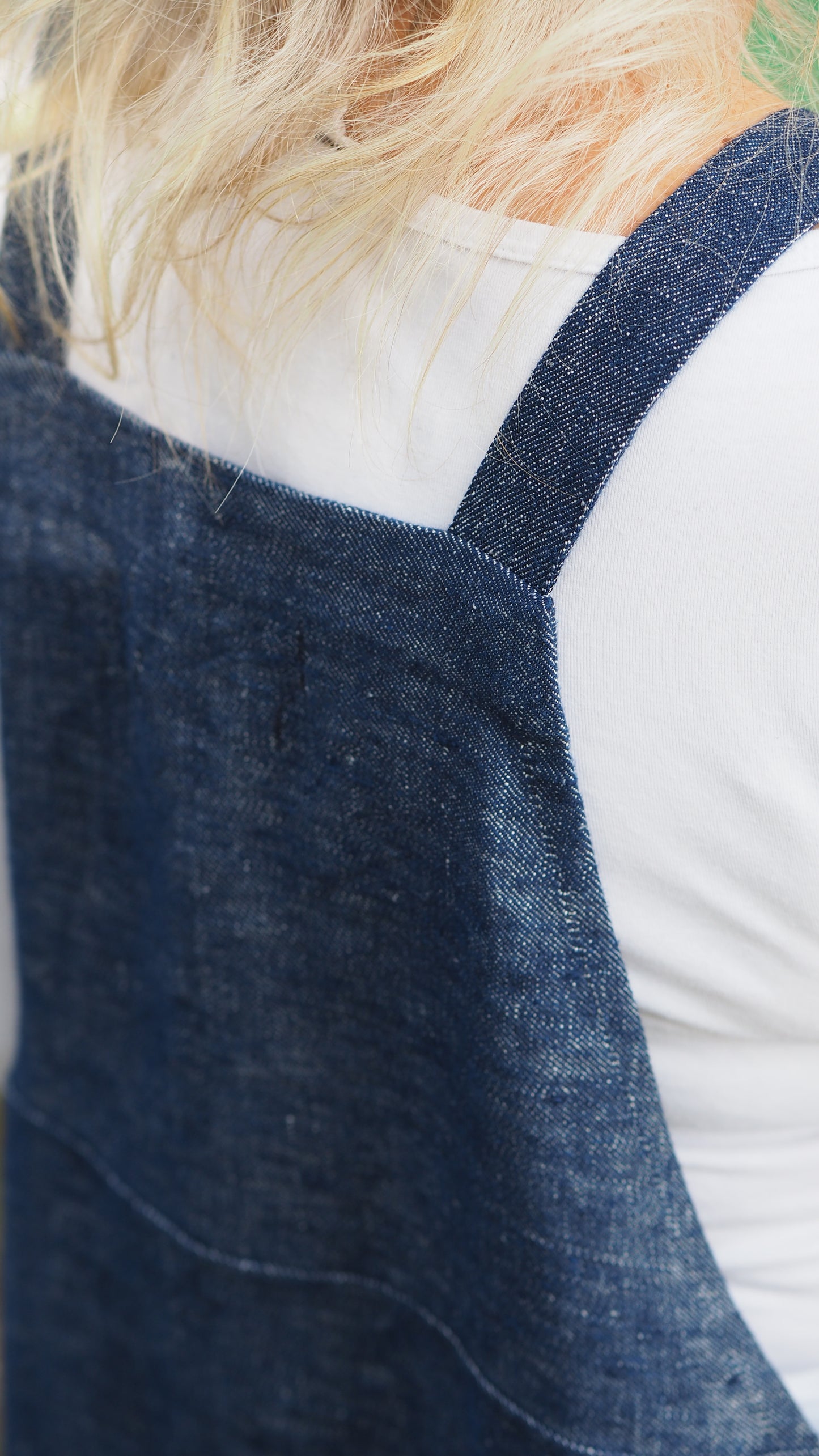 Puhoi Pinafore - Navy Denim Chambray (heavy-weight)