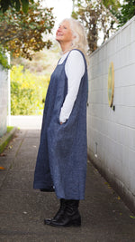 Puhoi Pinafore - Navy Denim Chambray (heavy-weight)
