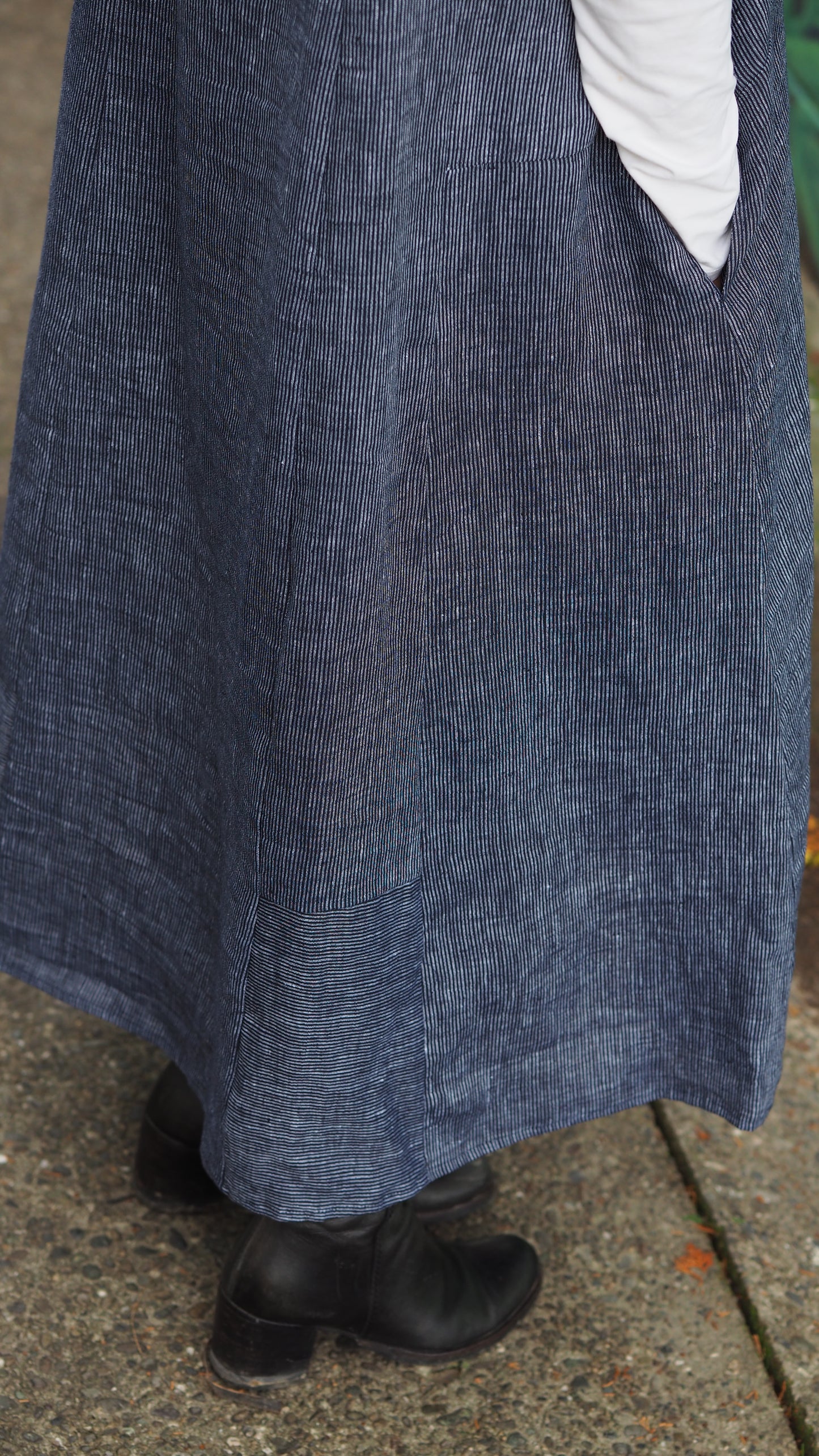 Puhoi Pinafore - Navy Denim Chambray (heavy-weight)