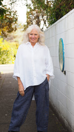 Maple Pants - Fine Navy Stripes