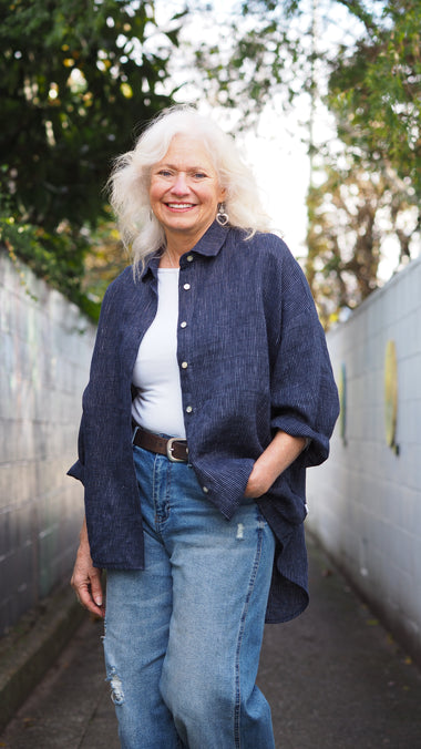 Ohawe Shirt - Navy Stripe