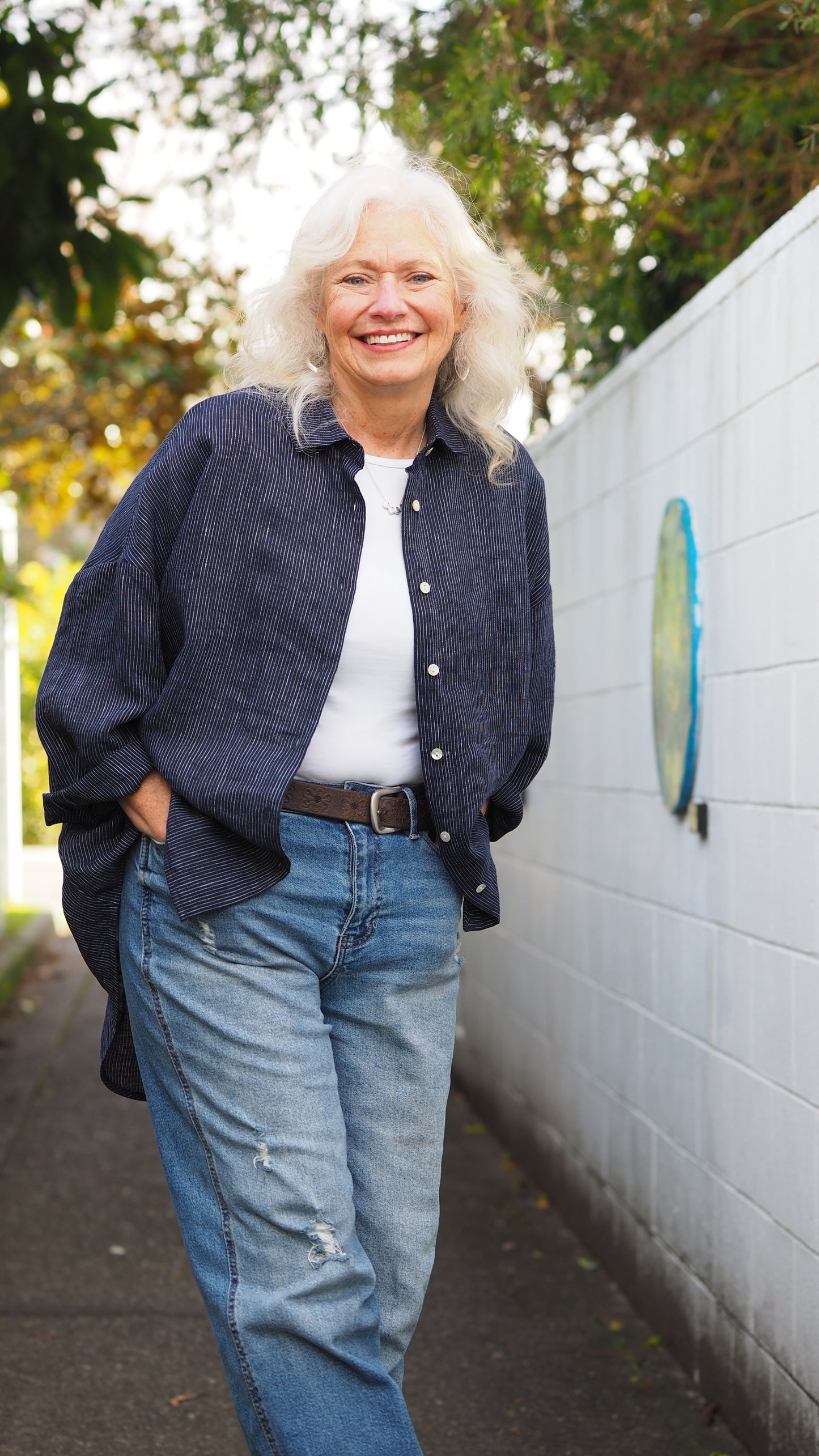 Ohawe Shirt - Navy Stripe