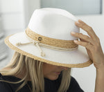 Paige Panama Packable Raffia Trim - White