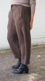 Maple Pants from Rogue Linen Sustainable Fashion - Brown Textured Stripe