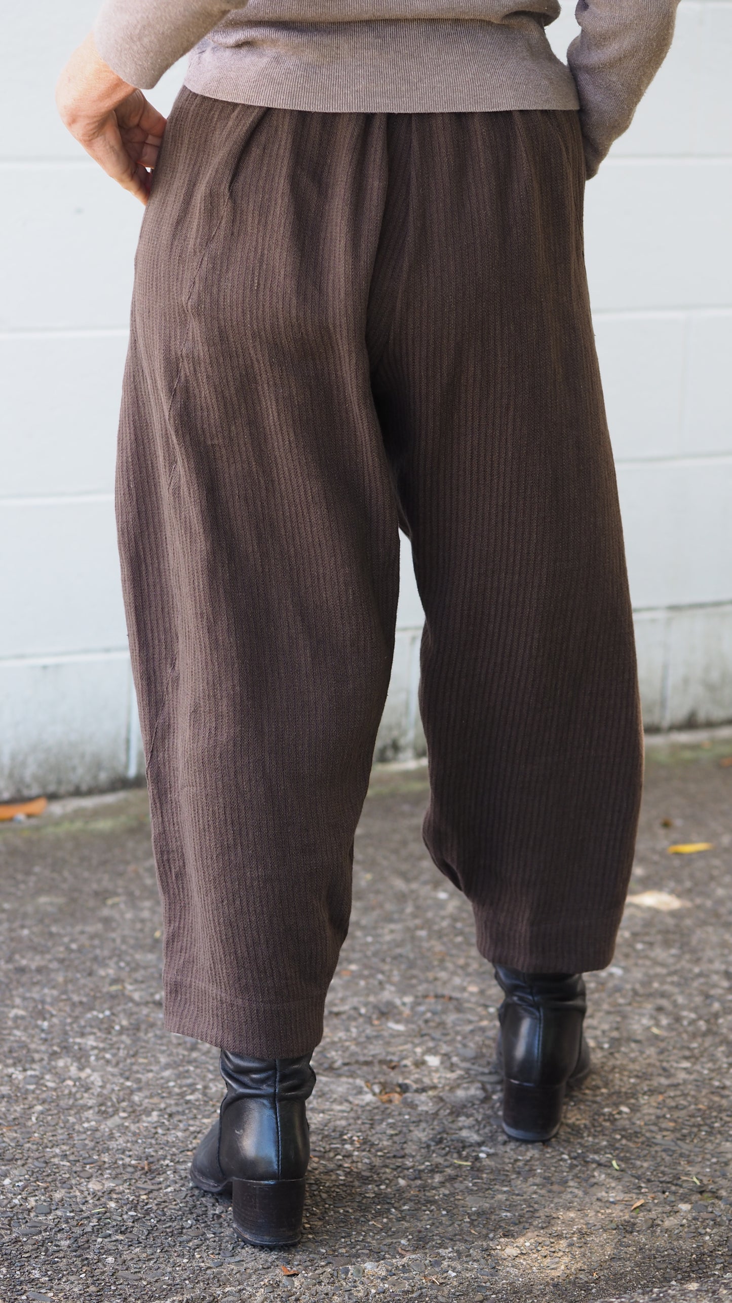 Maple Pants from Rogue Linen Sustainable Fashion - Brown Textured Stripe