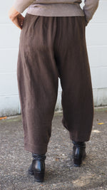 Maple Pants from Rogue Linen Sustainable Fashion - Brown Textured Stripe