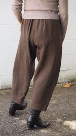 Maple Pants from Rogue Linen Sustainable Fashion - Brown Textured Stripe