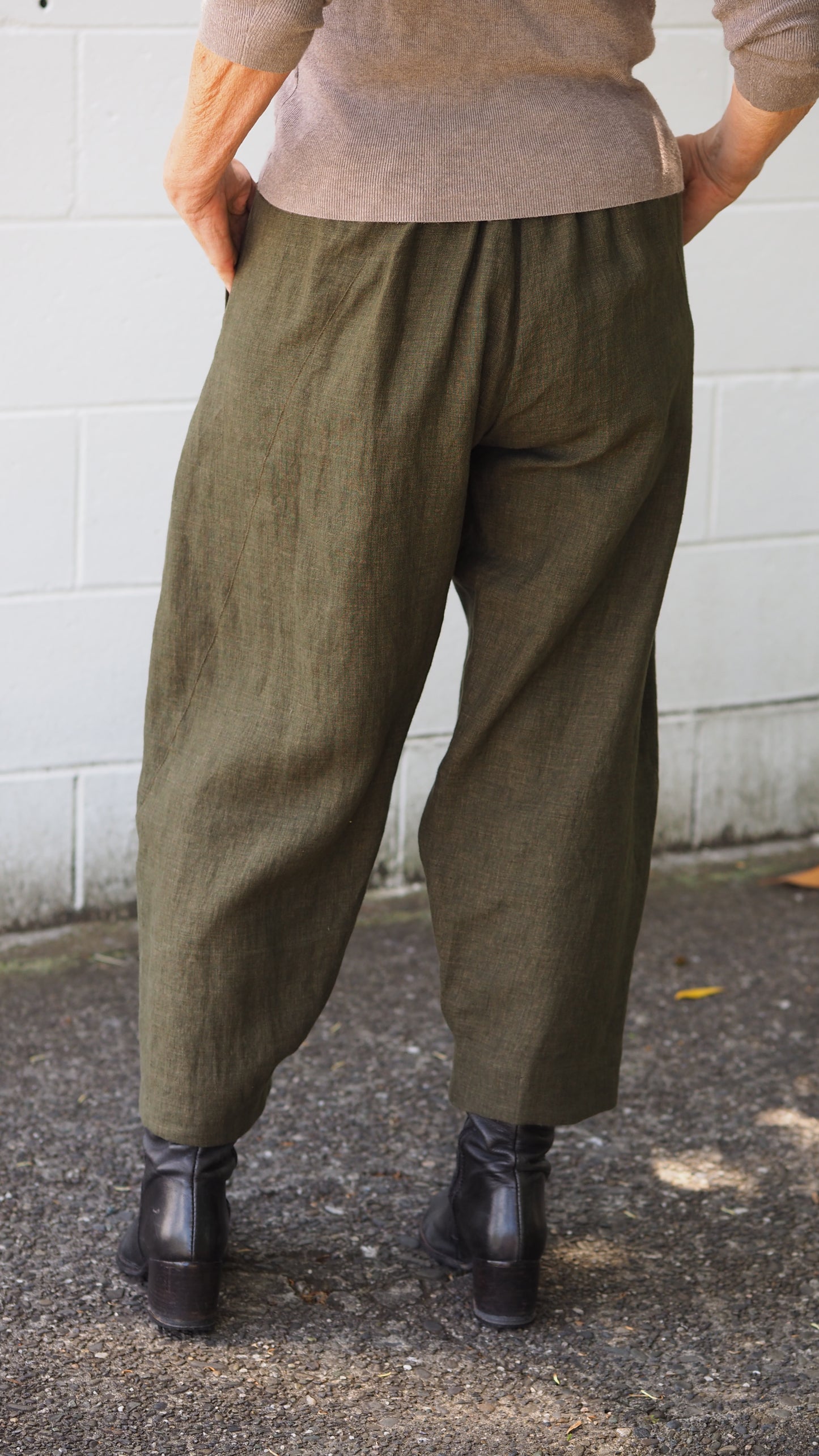 Maple Pants from Rogue Linen Sustainable Fashion- Earthy Green