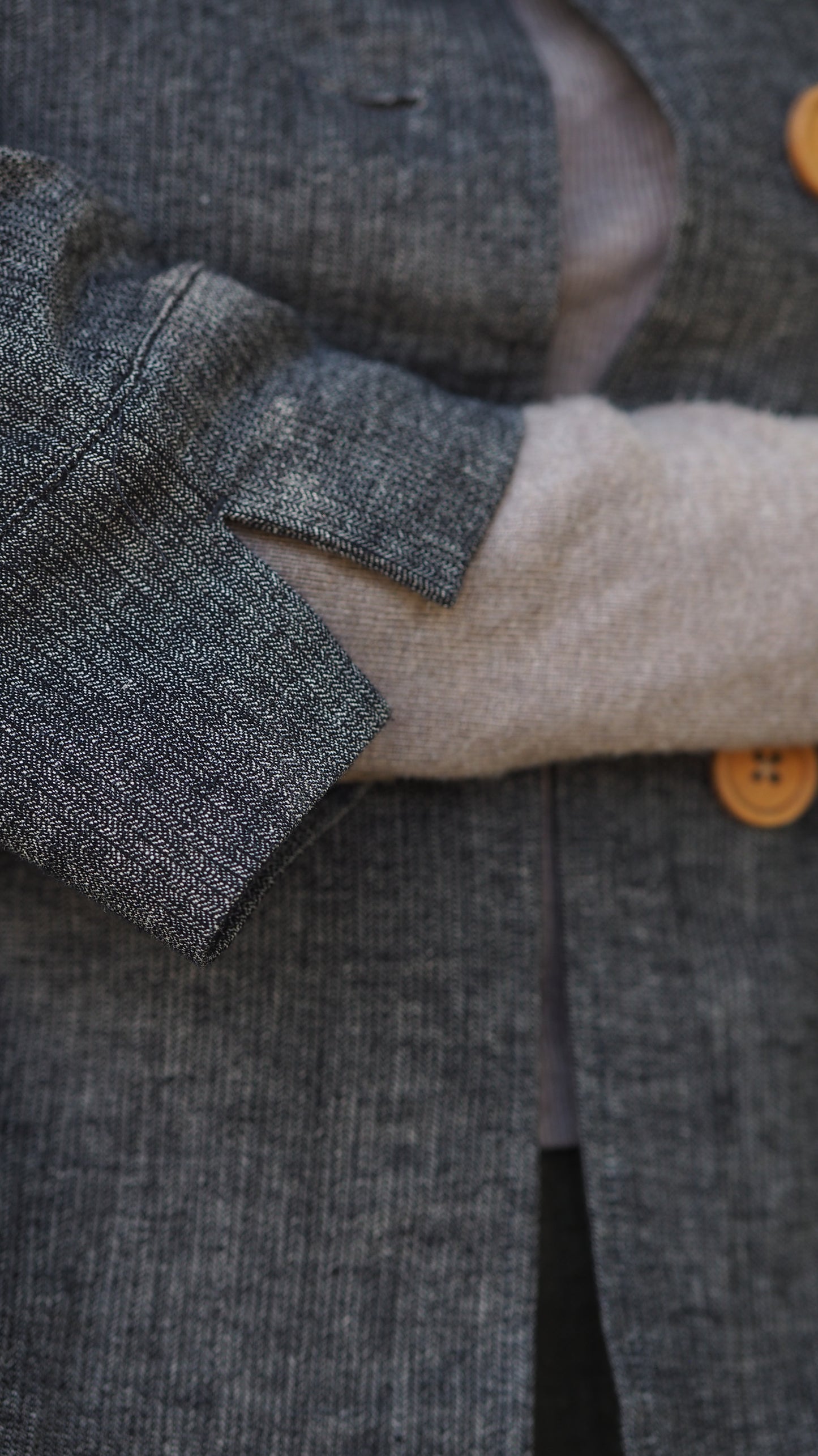 Tokyo Jacket from Rogue Linen Sustainable Fashion - Black Beige fine textured stripe