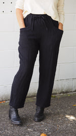 Winton Drawstring Pants from Rogue Linen Sustainable Fashion - Black