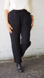 Winton Drawstring Pants from Rogue Linen Sustainable Fashion - Black