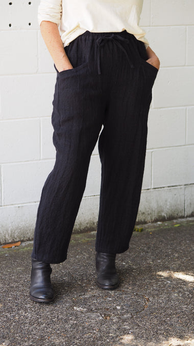 Winton Drawstring Pants from Rogue Linen Sustainable Fashion - Black