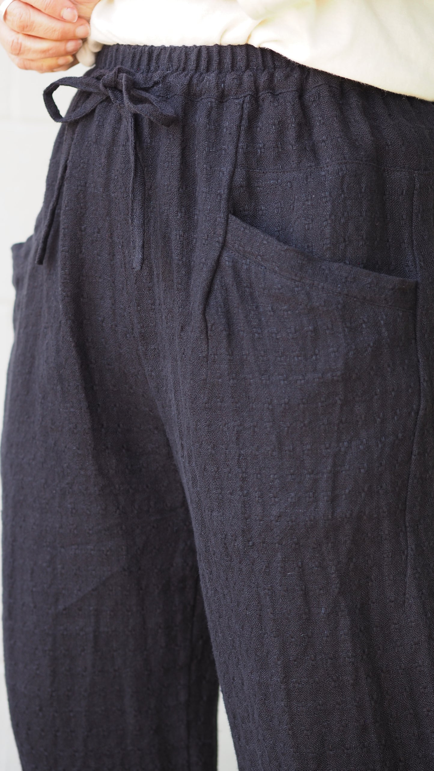 Winton Drawstring Pants from Rogue Linen Sustainable Fashion - Black