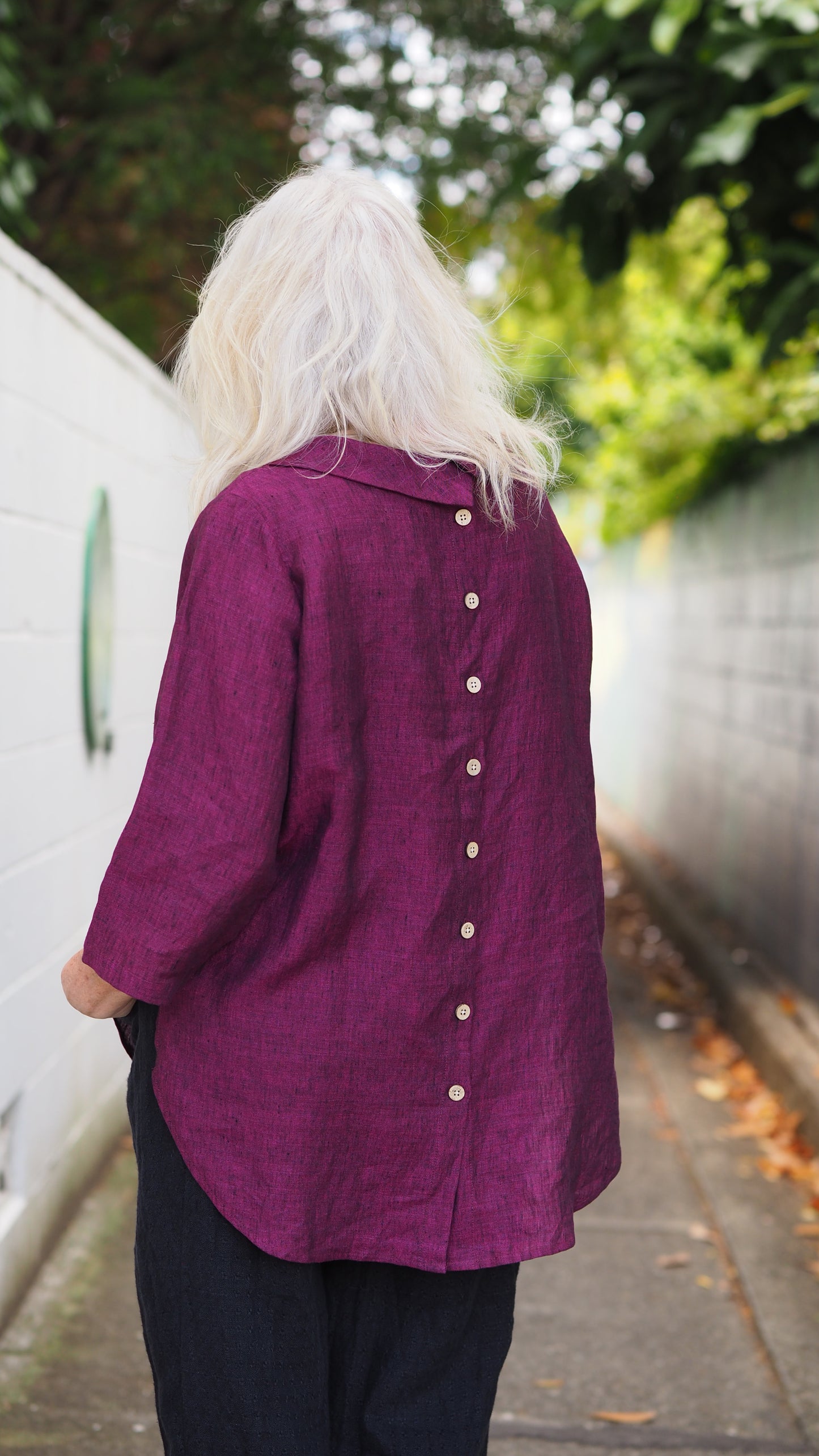 Cowl Neck Sintra Blouse from Rogue Linen Sustainable Fashion - Fuschia