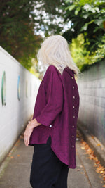 Cowl Neck Sintra Blouse from Rogue Linen Sustainable Fashion - Fuschia
