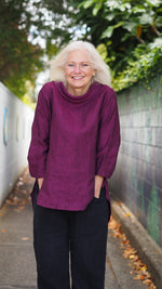 Cowl Neck Sintra Blouse from Rogue Linen Sustainable Fashion - Fuschia