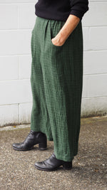 Balfour Culottes from Rogue Linen Sustainable Fashion - Monstera Green Stitched